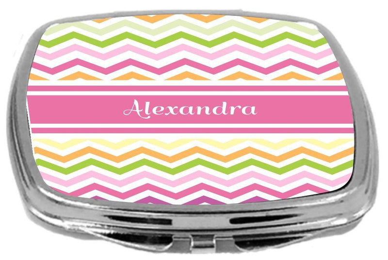 [Australia] - Rikki Knight Pink Chevron Name Design Compact Mirror, Alexandra, 3 Ounce 