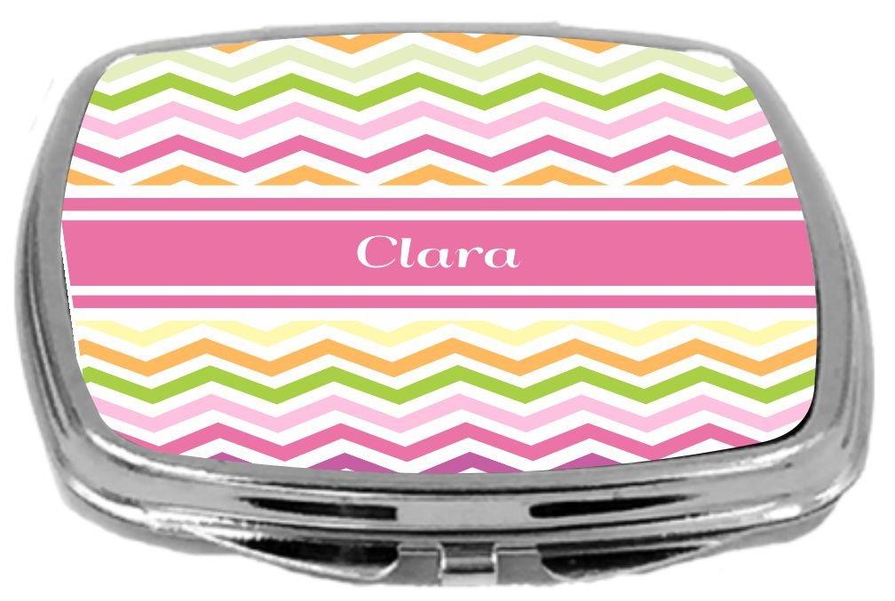 [Australia] - Rikki Knight Pink Chevron Name Design Compact Mirror, Clara, 3 Ounce 