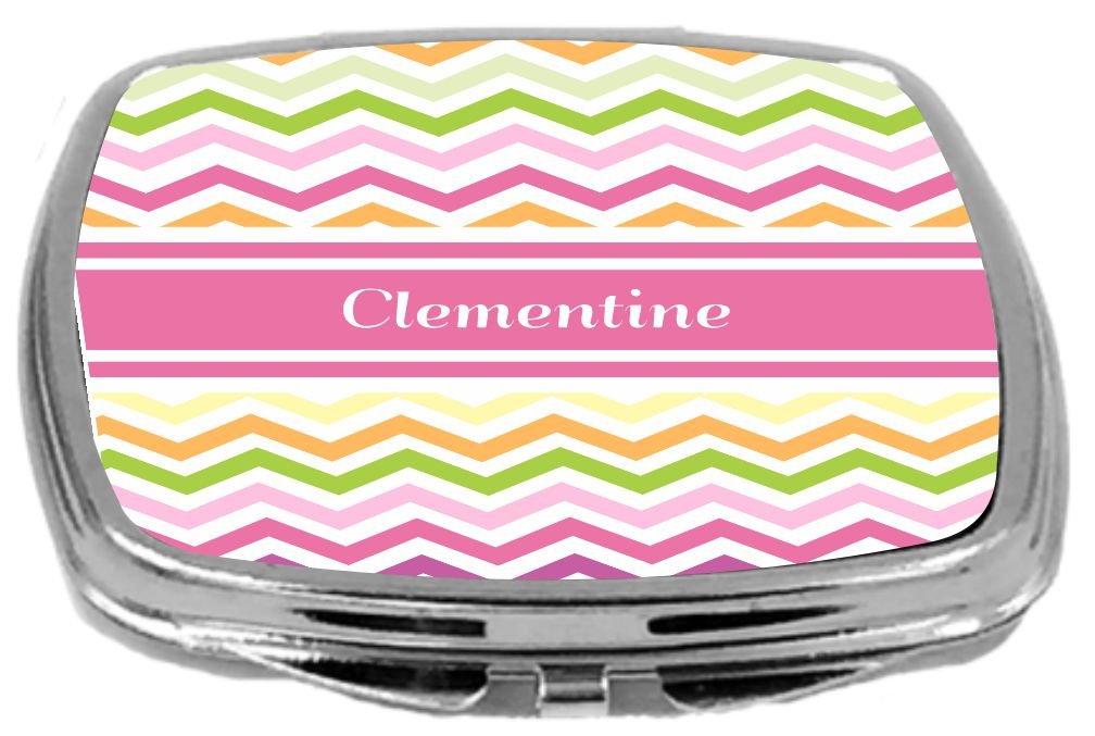 [Australia] - Rikki Knight Pink Chevron Name Design Compact Mirror, Clementine, 3 Ounce 