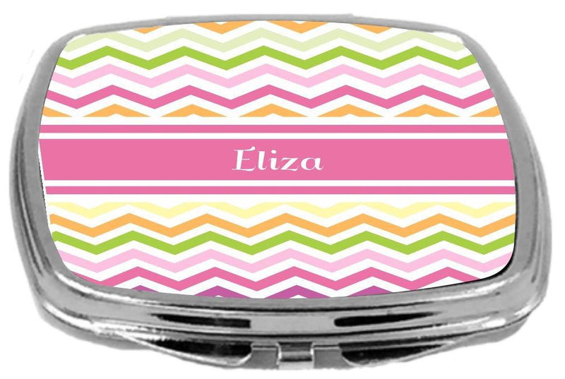 [Australia] - Rikki Knight Pink Chevron Name Design Compact Mirror, Eliza, 3 Ounce 