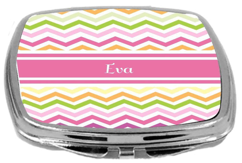 [Australia] - Rikki Knight Pink Chevron Name Design Compact Mirror, Eva, 3 Ounce 