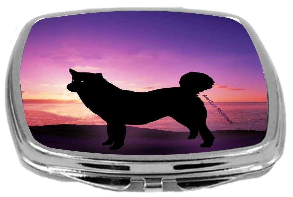 [Australia] - Rikki Knight Dog at Sunset Design Compact Mirror, Alaskan Malamute, 3 Ounce 