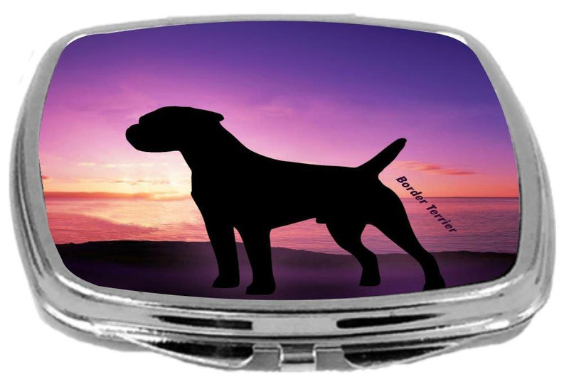 [Australia] - Rikki Knight Compact Mirror, Border Terrier Dog at Sunset, 3 Ounce 