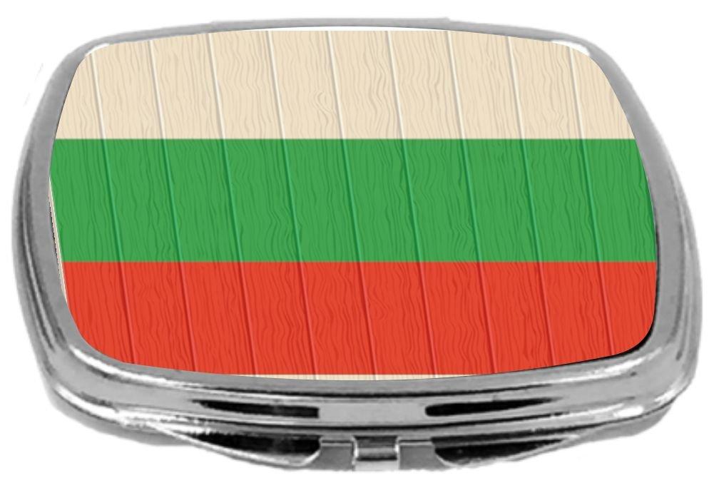 [Australia] - Rikki Knight Compact Mirror on Distressed Wood Design, Bulgaria Flag, 3 Ounce 