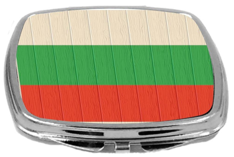[Australia] - Rikki Knight Compact Mirror on Distressed Wood Design, Bulgaria Flag, 3 Ounce 