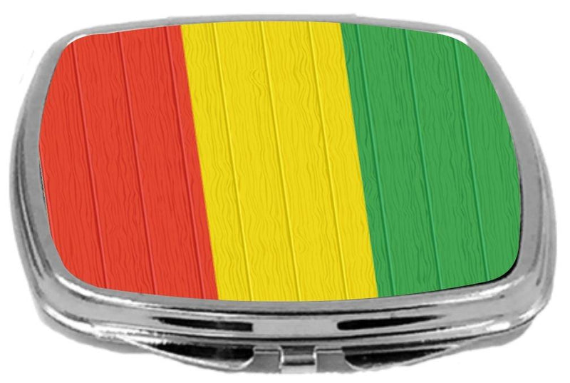 [Australia] - Rikki Knight Compact Mirror on Distressed Wood Design, Guinea Flag, 3 Ounce 