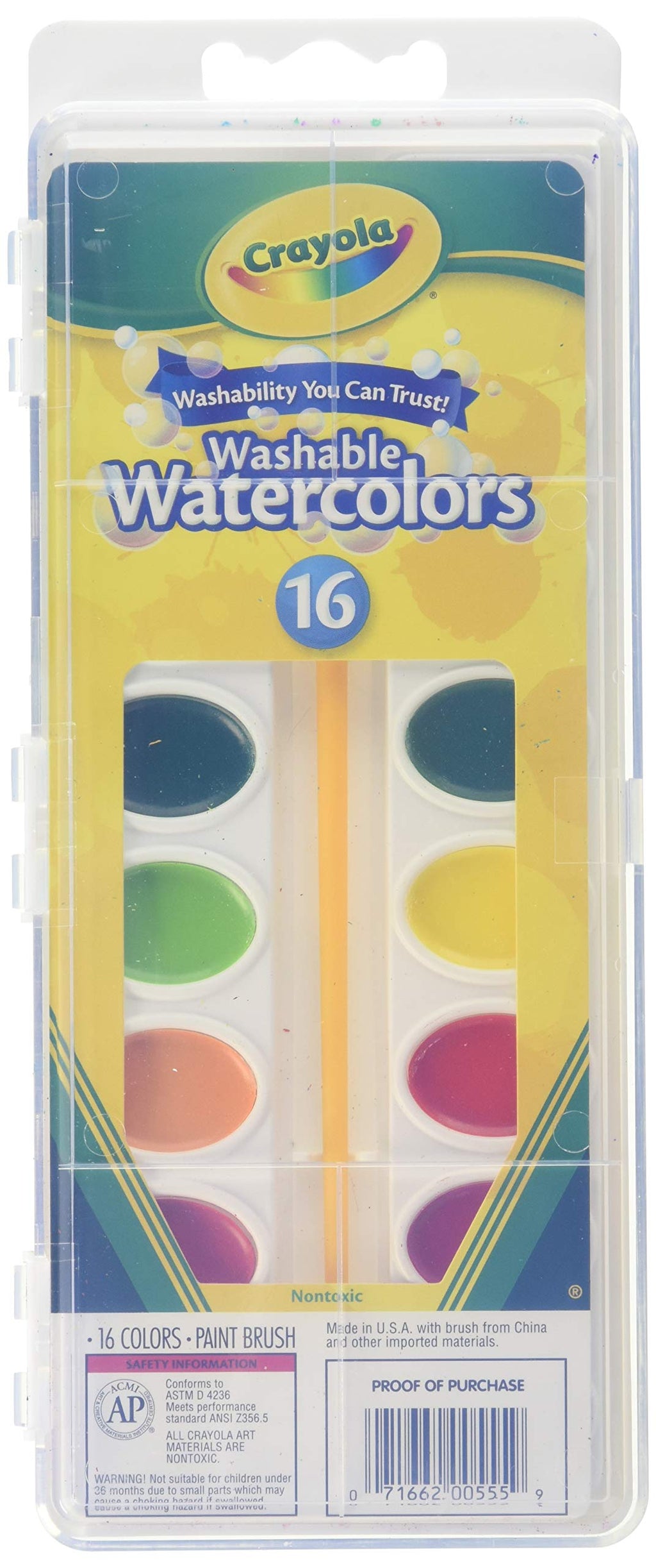[Australia] - Crayola Washable Watercolors, 16 Count - 2 Per Case (530555) 