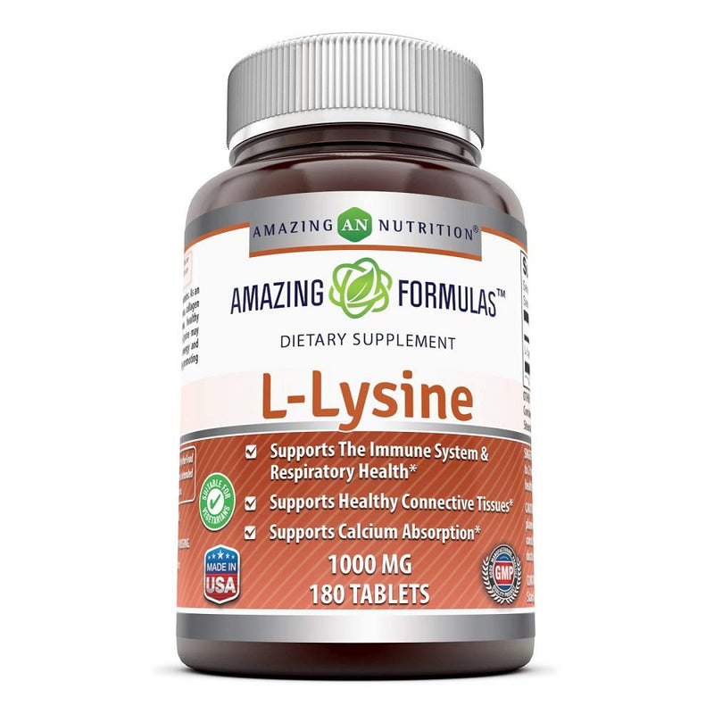 [Australia] - Amazing Nutrition Amazing Formulas L-Lysine 1000mg Amino Acid Vitamin 180 Tablets 180 Count (Pack of 1) 