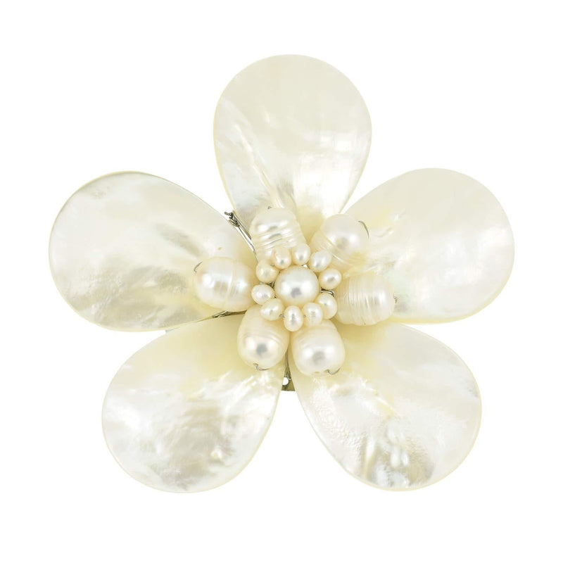 [Australia] - AeraVida Daisy Delight White Mother of Pearl and Cultured Freshwater White Pearl Pin or Brooch 