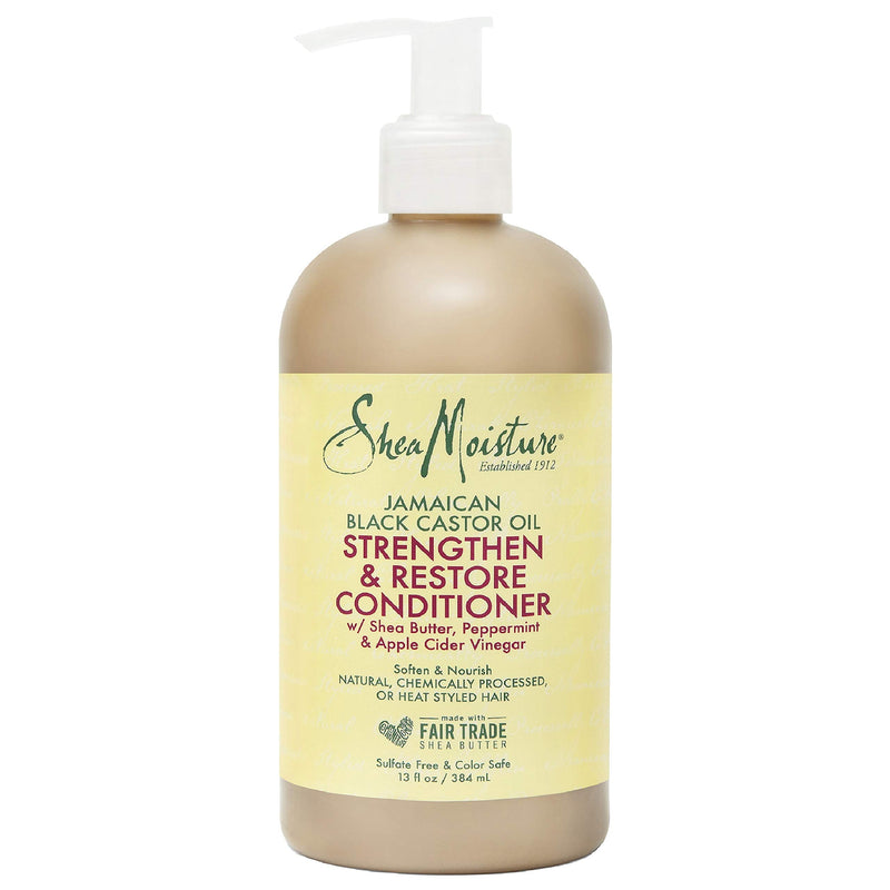 [Australia] - SheaMoisture Strengthen and Restore Rinse Out Hair Conditioner to Intensely Smooth and Nourish Hair 100% Pure Jamaican Black Castor Oil with Shea Butter, Peppermint and Apple Cider Vinegar 13 oz 12.98 Fl Oz (Pack of 1) 