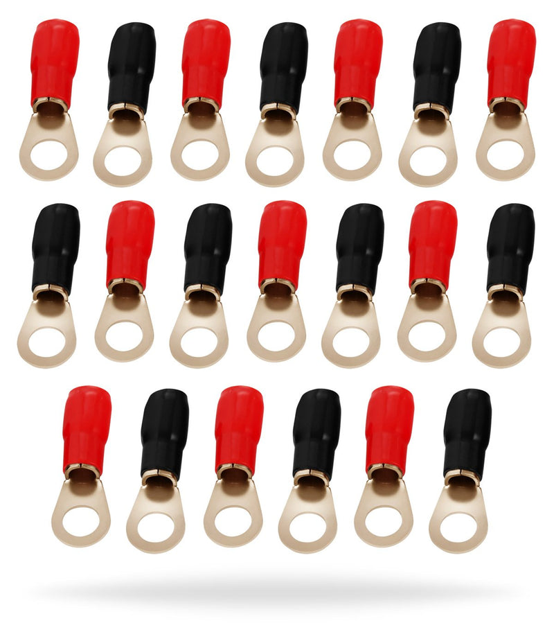 [Australia] - InstallGear 4 Gauge AWG Crimp Ring Terminals Connectors - 20-Pack (10 Positive, 10 Negative) 