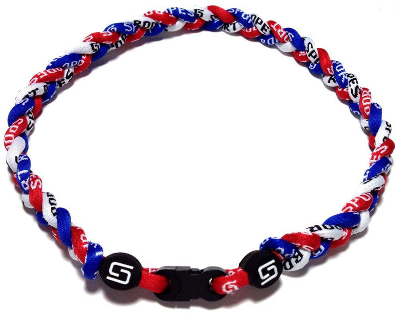 [Australia] - Sport Ropes 3 Rope Titanium Necklace - Choose from Multiple Colors and Sizes Red/White/Blue 18" 