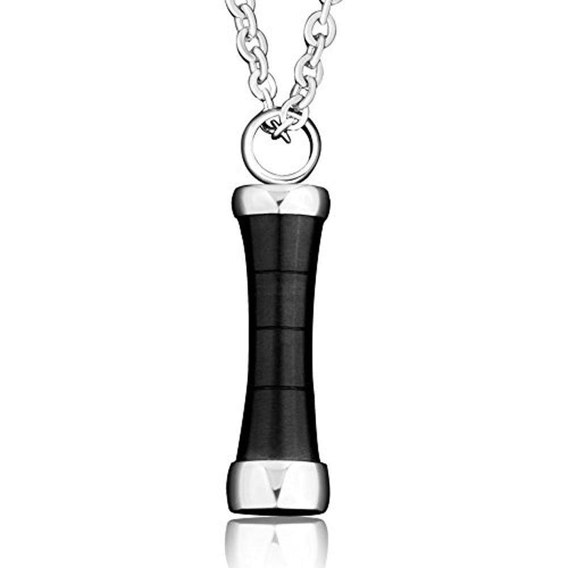 [Australia] - Black Cylinder Cremation Necklace URNs for Ashes Memorial Keepsake Pendant Stainless Steel 