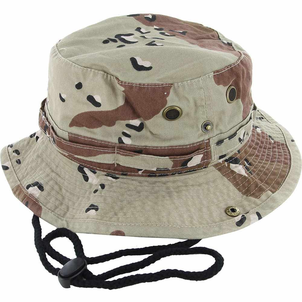 [Australia] - DealStock 100% Cotton Boonie Fishing Bucket Men Safari Summer String Hat Cap Desertcamo Large-X-Large 