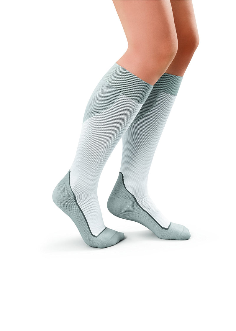 [Australia] - JOBST 7528902 Sport Knee High 15-20 Mmhg Compression Socks, White/Grey, Large, 4 Ounce 