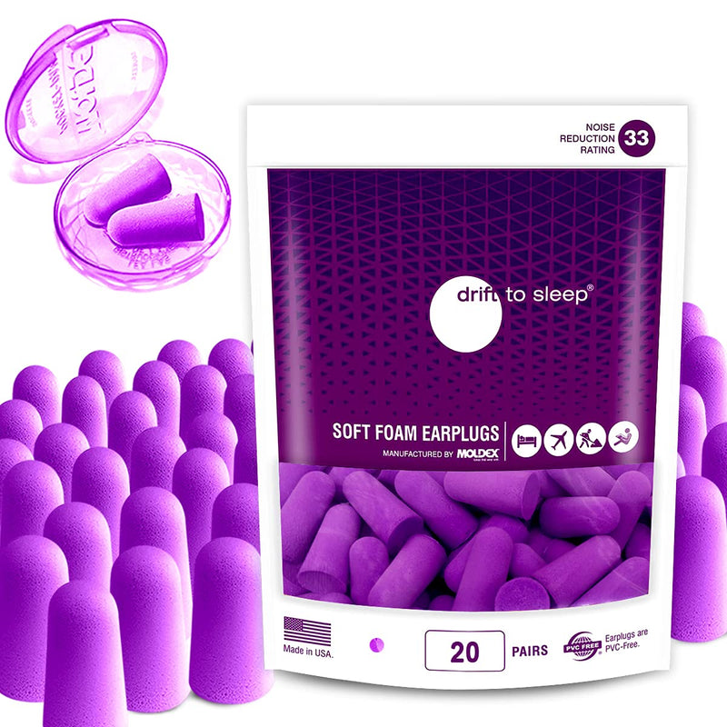 [Australia] - MOLDEX Soft Foam Earplugs 20 Pairs Ear Plugs for Sleeping, Snoring, Work, Travel, Shooting - 33dB Highest NRR Made in USA 