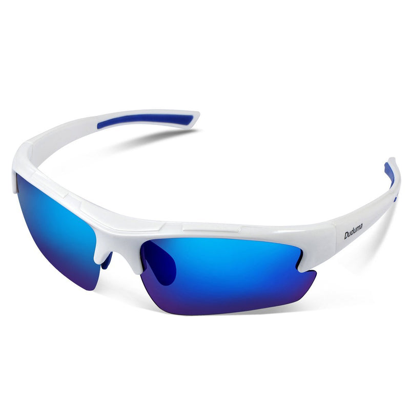 [Australia] - Duduma Polarized Designer Fashion Sports Sunglasses for Baseball Cycling Fishing Golf Tr62 Superlight Frame White/Blue 