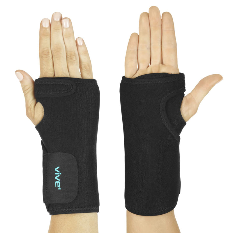 [Australia] - Vive Wrist Brace - Carpal Tunnel Hand Compression Support Wrap for Men, Women, Tendinitis, Bowling, Sports Injuries Pain Relief - Removable Splint - Universal Ergonomic Fit (Black, Right) Black 