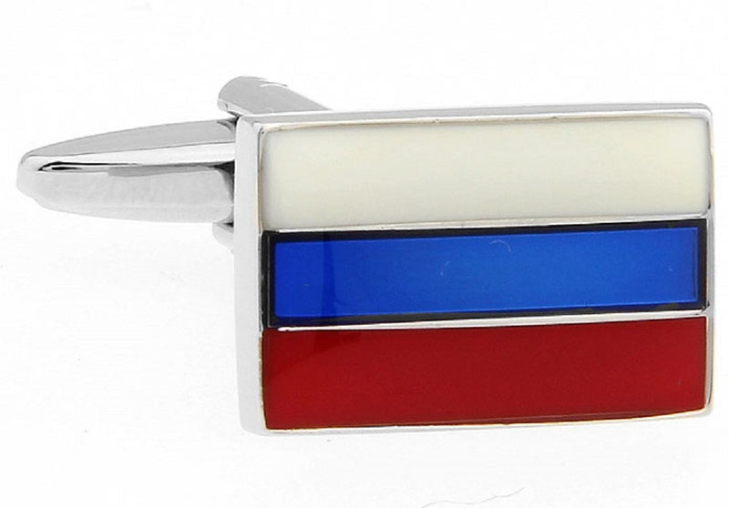 [Australia] - MRCUFF Flag of Russia/Soviet Union Russian Pair Cufflinks in a Presentation Gift Box & Polishing Cloth 