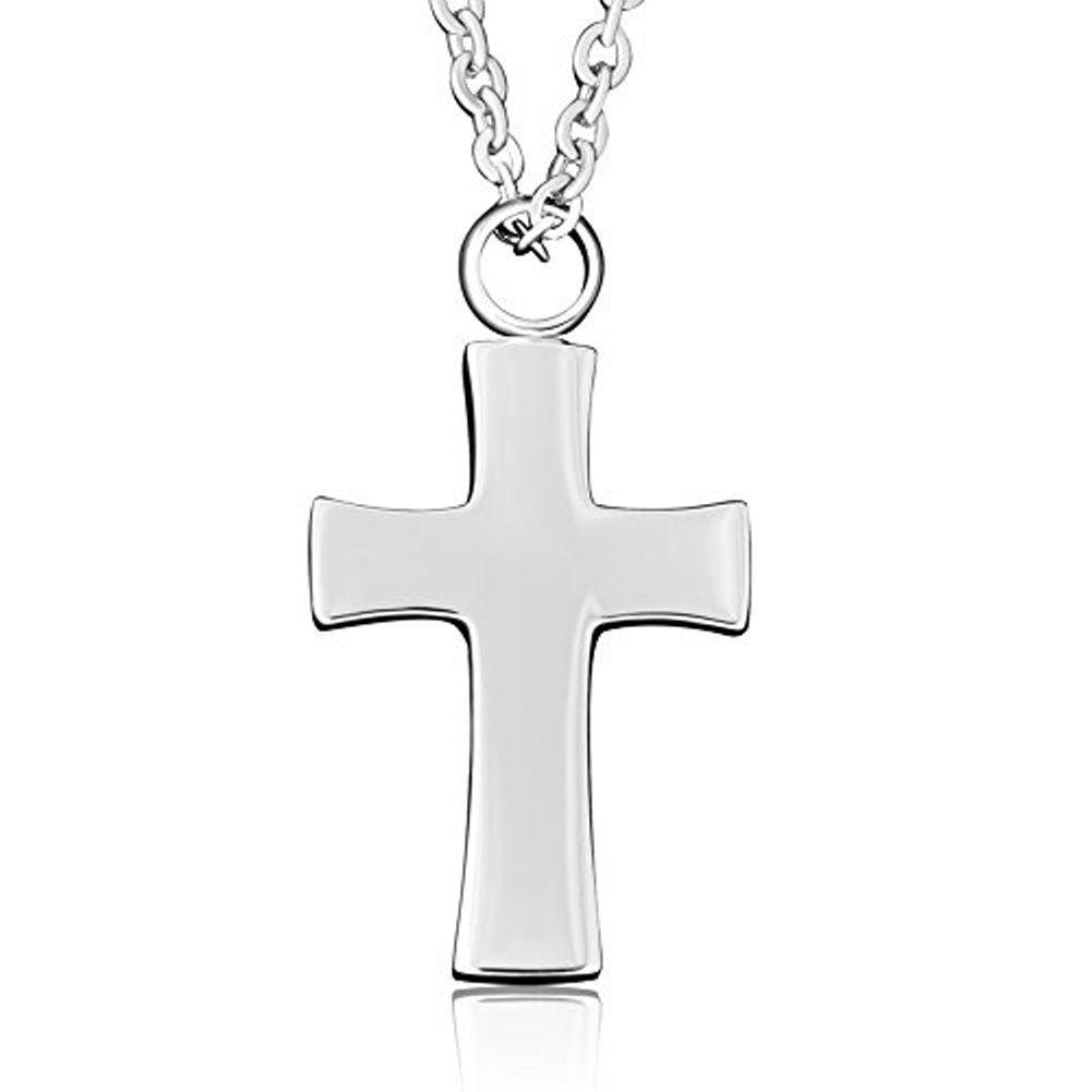 [Australia] - Cremation Cross Necklace Religion Crystal URN Memorial Keepsake Ashes Holder Pendant Stainless Steel Cross Urn-3 