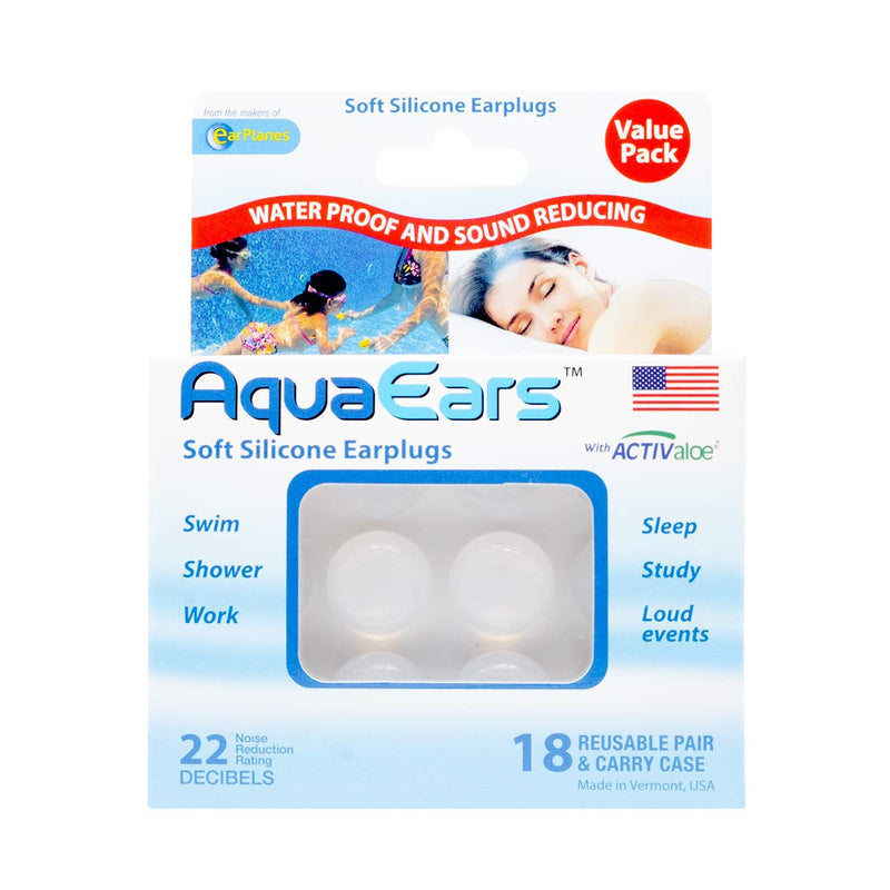 [Australia] - Aqua Ears® Soft Silicone Earplugs 18 Pair 