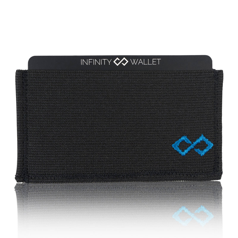 [Australia] - Infinity Wallet - Minimalist Wallets For Men and Women Black With Blue Logo 