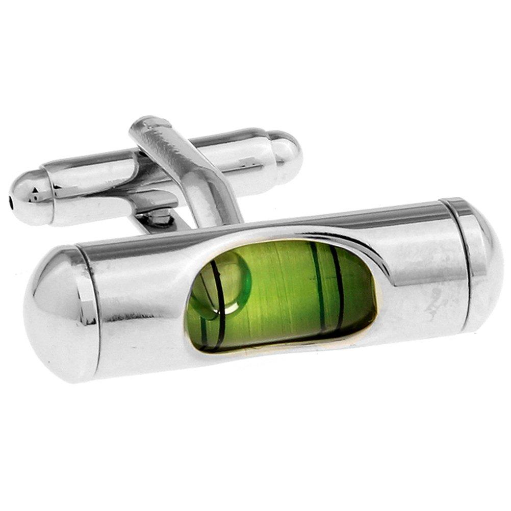 [Australia] - 3D Spirit Level Cufflinks Tools Cuff Links Engineer Green 