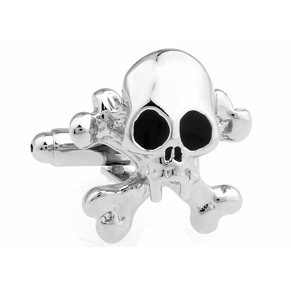 [Australia] - Skull Black Enamel Copper Skeleton Cufflinks for Mens 