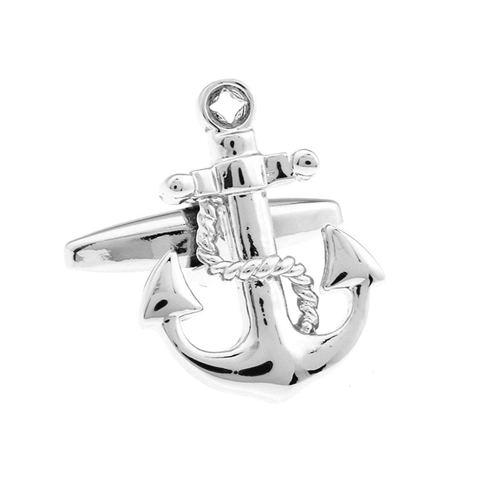 [Australia] - Anchor Rudder Fishing Navy Sailor Boat Sea Gold Silver Cufflinks Silver Anchor 