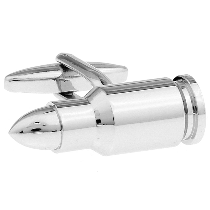 [Australia] - Men's Rhodium Plated Cufflinks Silver Bullet Shirt Wedding Business Cuff Links 