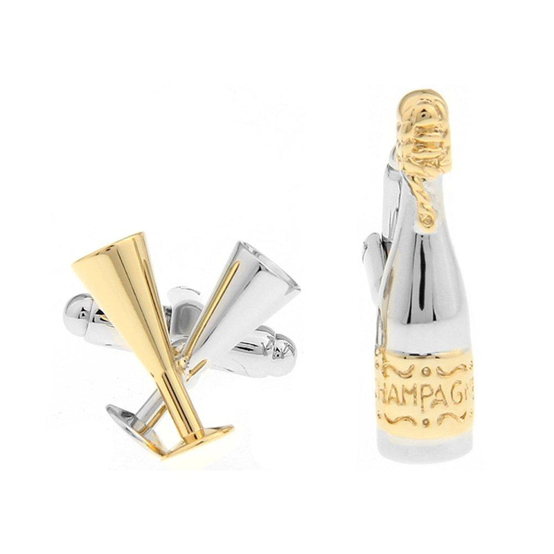 [Australia] - Champagne Wine Bottle and Glasses Cufflinks 