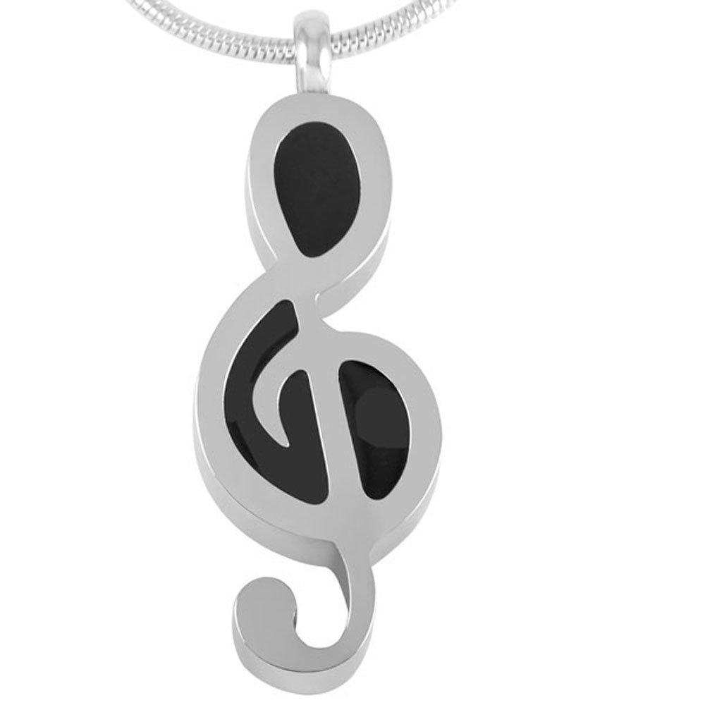 [Australia] - Peerless Pieces Urn Necklace Cremation Memorial Keepsake Stainless Steel 18" Musician Music Note #14 