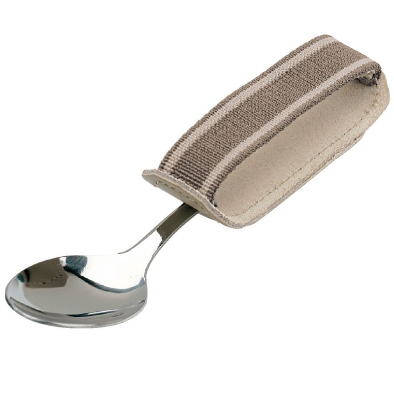 [Australia] - Sammons Preston - 42883 Universal Cuff, Leather ADL Cuff with Elastic Strap, Holds Utensils or Writing Aids, Makes Mealtime or Other Activities Easier, for Elderly or Individuals with Weak Grip, Medium, 3" 3" Knuckle Width 