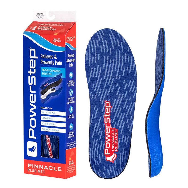 [Australia] - Powerstep Insoles, Pinnacle Plus, Ball of Foot Pain Relief Insole, Metatarsalgia Arch Support Orthotic for Women and Men Men's 5-5.5 / Women's 7-7.5 Red/Blue 