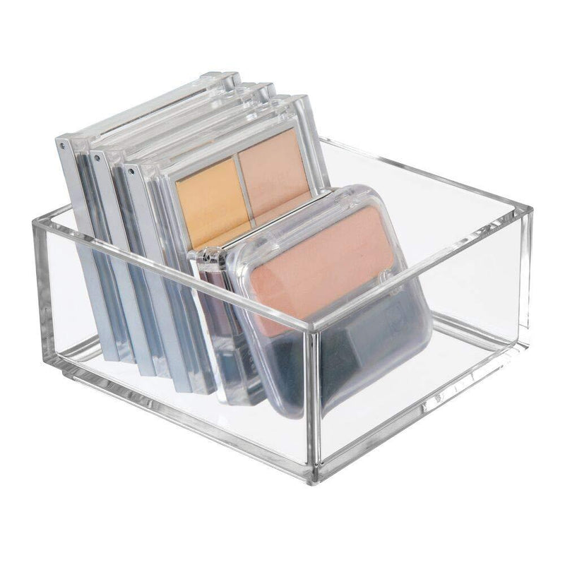 [Australia] - mDesign Small Plastic Makeup Organizer for Bathroom Drawers, Vanity, Countertop - Storage Bins for Eyeshadow Palettes, Lipstick, Lip Gloss, Blush, Concealers, Hair Ties - 4" Square - Clear 1 7.5 x 7.5 x 6 