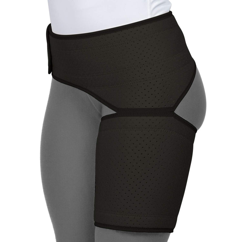 [Australia] - Vive Groin and Hip Brace - Sciatica Wrap for Men and Women - Compression Support for Nerve Pain Relief - Thigh, Hamstring Recovery for Joints, Flexor Strains, Pulled Muscles Black 25" to 48" 