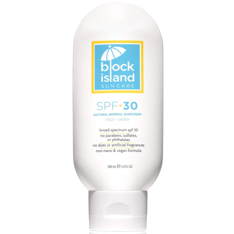 [Australia] - Block Island Organics - Natural Mineral Sunscreen SPF 30 - Broad Spectrum UVA UVB Protection - Non-Nano Zinc - Lightweight Non-Greasy Sunblock - EWG Top Rated - Non-Toxic - Made in USA 3.4 FL OZ 