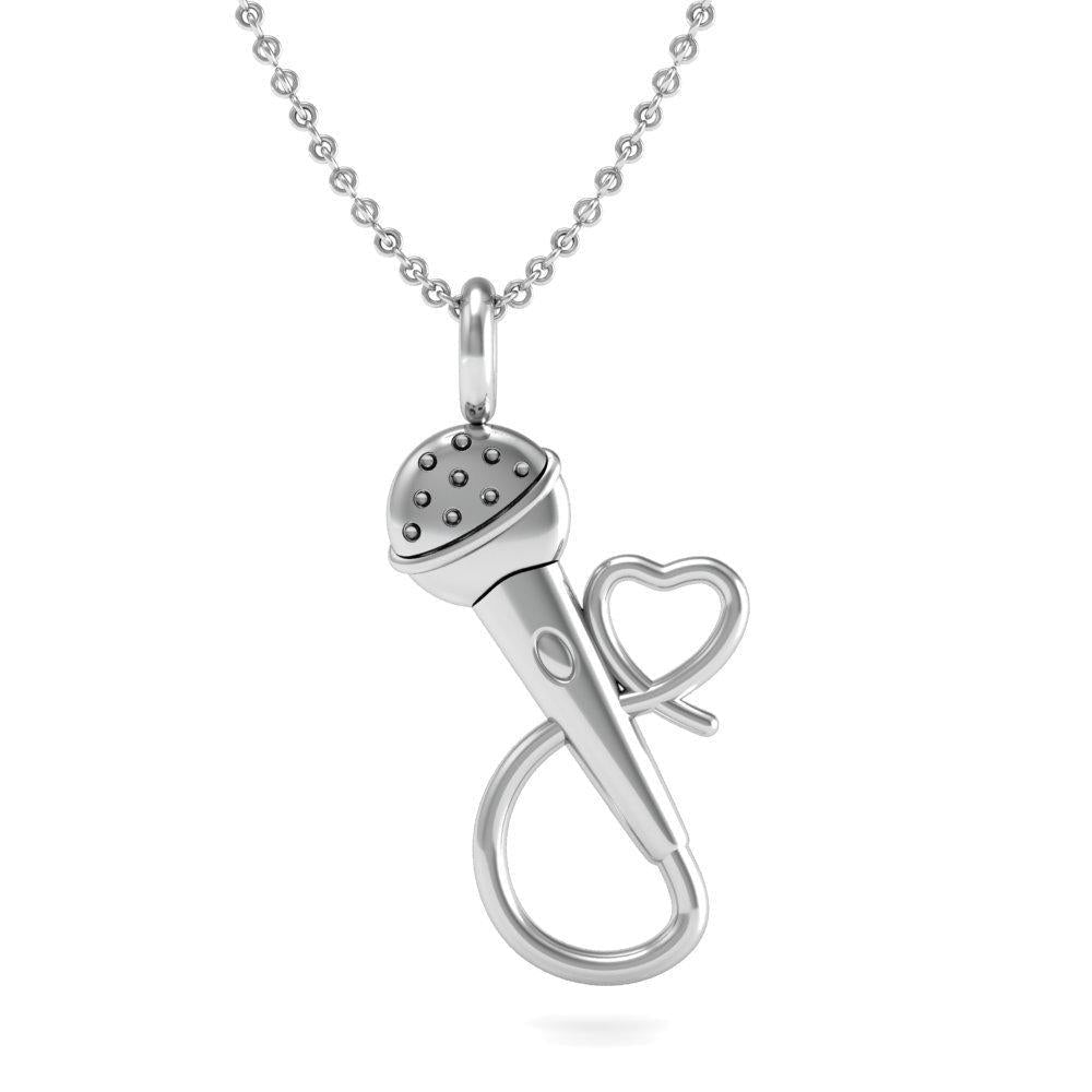 [Australia] - The Best .925 Sterling Silver 18 Inch Necklace with a Microphone and Heart Cord Shaped Pendant 