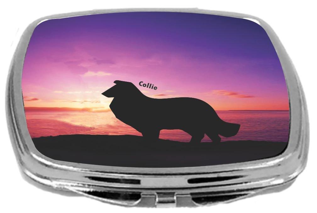 [Australia] - Rikki Knight Collie Dog At Sunset Design Compact Mirror 