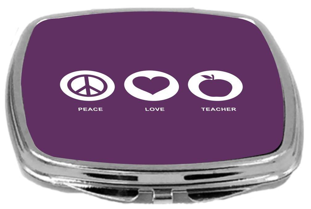 [Australia] - Rikki Knight Peace Love Teacher Design Compact Mirror, Purple, 2 Ounce 