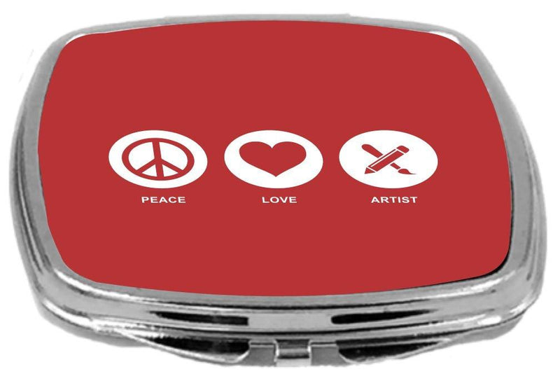 [Australia] - Rikki Knight Peace Love Artist Design Compact Mirror, Red, 2 Ounce 