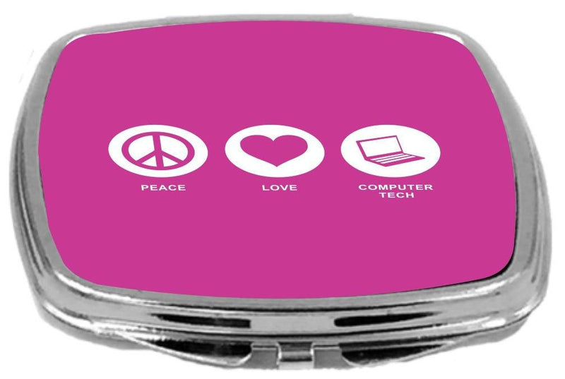 [Australia] - Rikki Knight Peace Love Computer Tech Design Compact Mirror, Rose Pink, 2 Ounce 