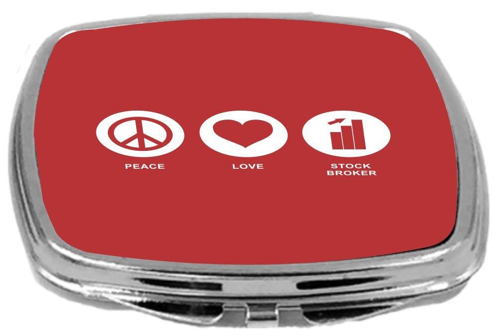 [Australia] - Rikki Knight Peace Love Stock Broker Design Compact Mirror, Red, 2 Ounce 