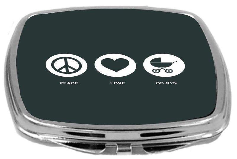 [Australia] - Rikki Knight Peace Love Ob Gyn Design Compact Mirror, Green, 2 Ounce 