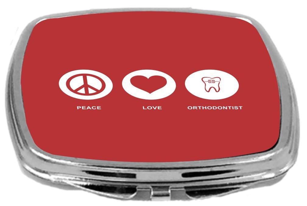 [Australia] - Rikki Knight Peace Love Orthodontist Design Compact Mirror, Red, 2 Ounce 