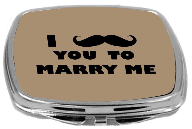 [Australia] - Rikki Knight I Mustache You to Marry Me Design Compact Mirror, Brown, 2 Ounce 