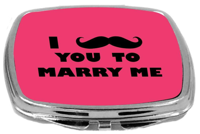 [Australia] - Rikki Knight I Mustache You to Marry Me Design Compact Mirror, Tropical Pink, 2 Ounce 