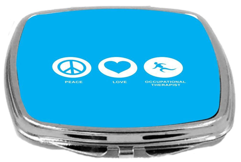 [Australia] - Rikki Knight Peace Love Occupational Therapist Design Compact Mirror, Sky Blue, 2 Ounce 