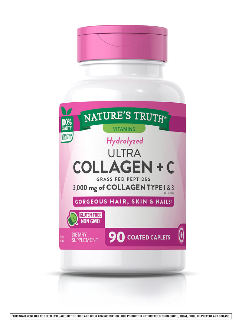 [Australia] - Nature's Truth Hydrolyzed 1000 Mg Collagen Type I & Iii with Vitamin C, 90 Count (445606) 