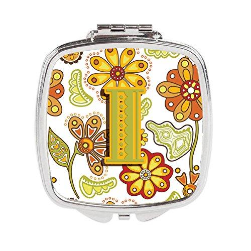 [Australia] - Caroline's Treasures Letter I Floral Mustard and Green Compact Travel Mirrors, Multicolor 